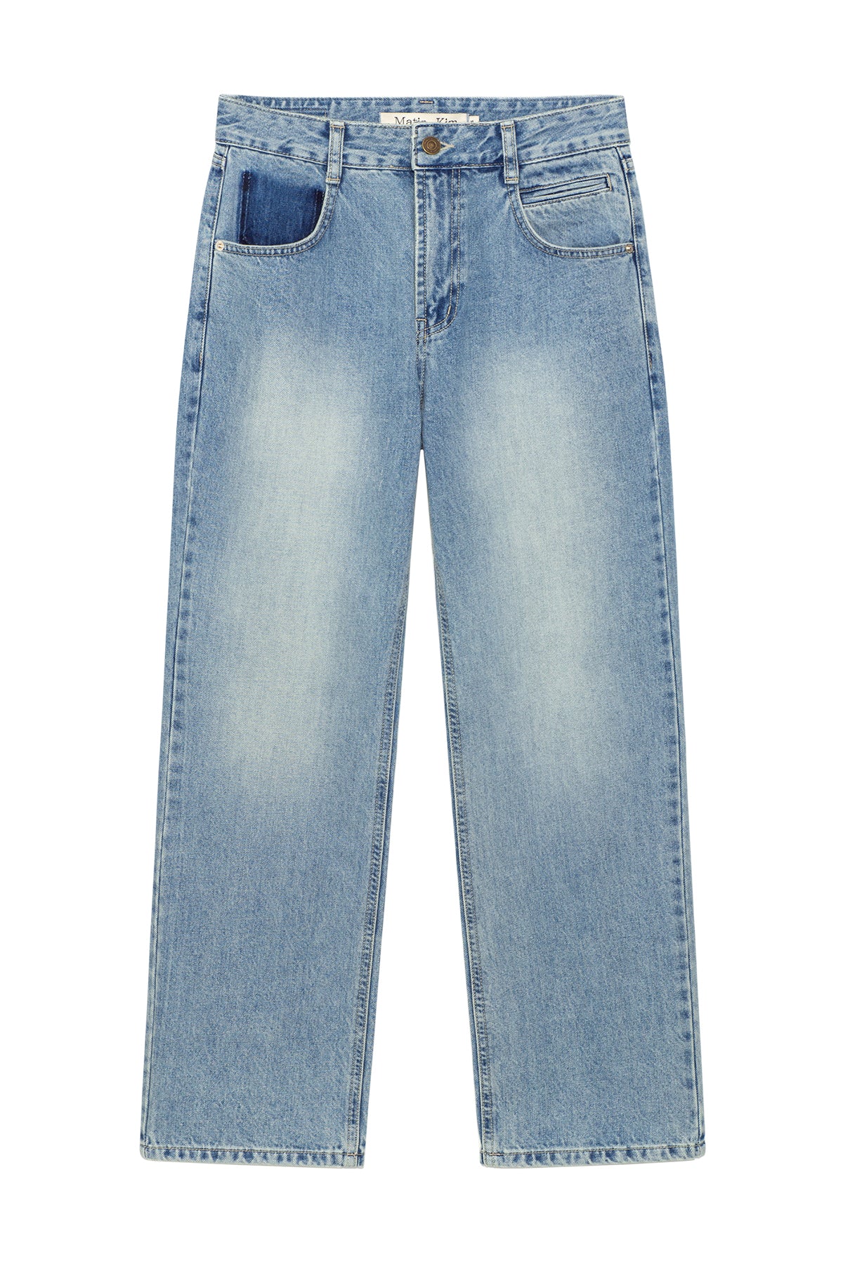 matinkim POCKET WASHED POINT DENIM PANTS IN LIGHT BLUE