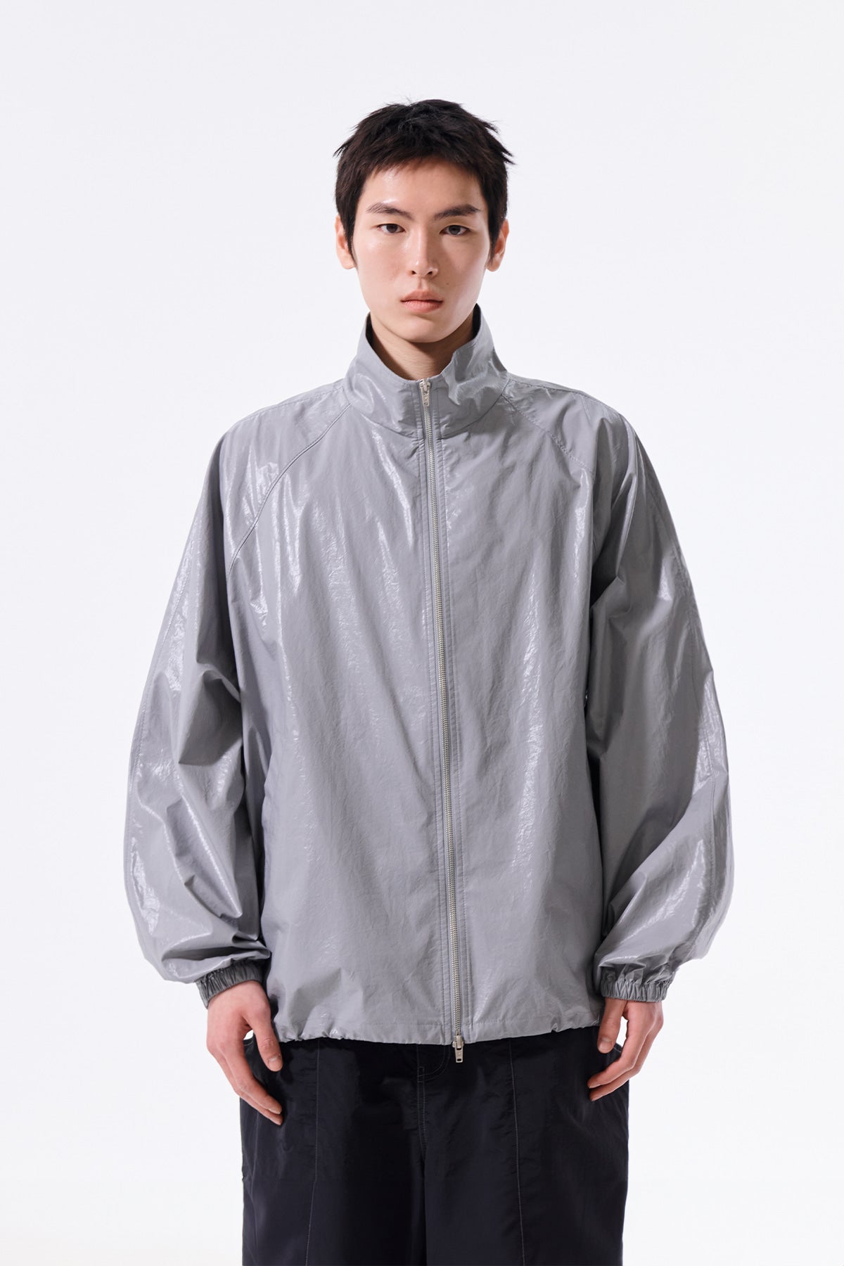 matinkim MATIN KIM LOGO COATING JUMPER FOR MEN IN DARK GREY