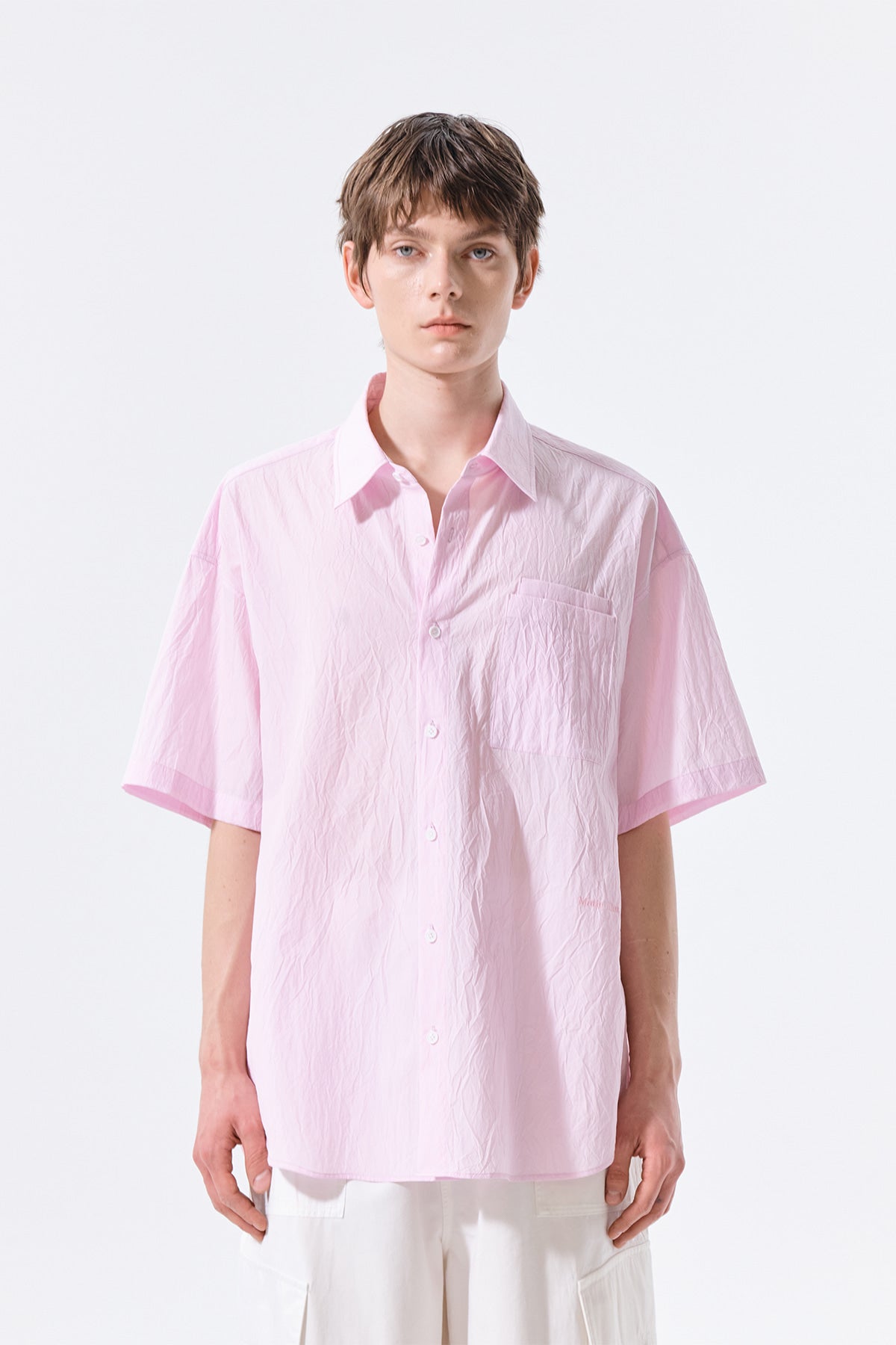 matinkim SMALL LOGO OVER FIT SHIRT FOR MEN IN PINK