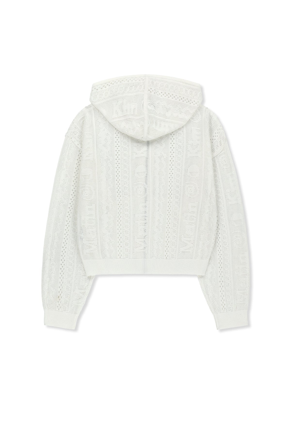 matinkim MESH LOGO KNIT HOODY ZIP UP IN WHITE