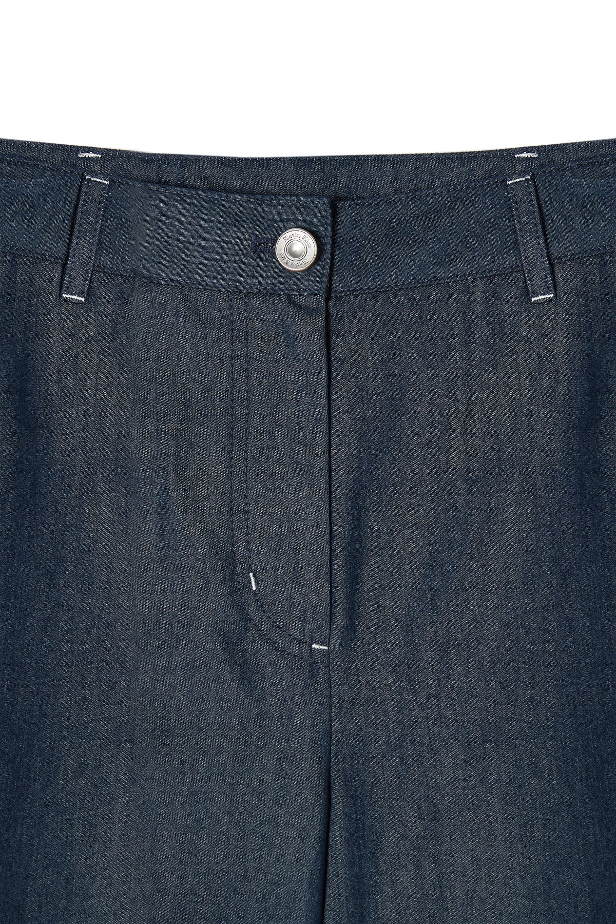 matinkim BACK TUCK DETAIL DENIM LIKE PANTS IN NAVY