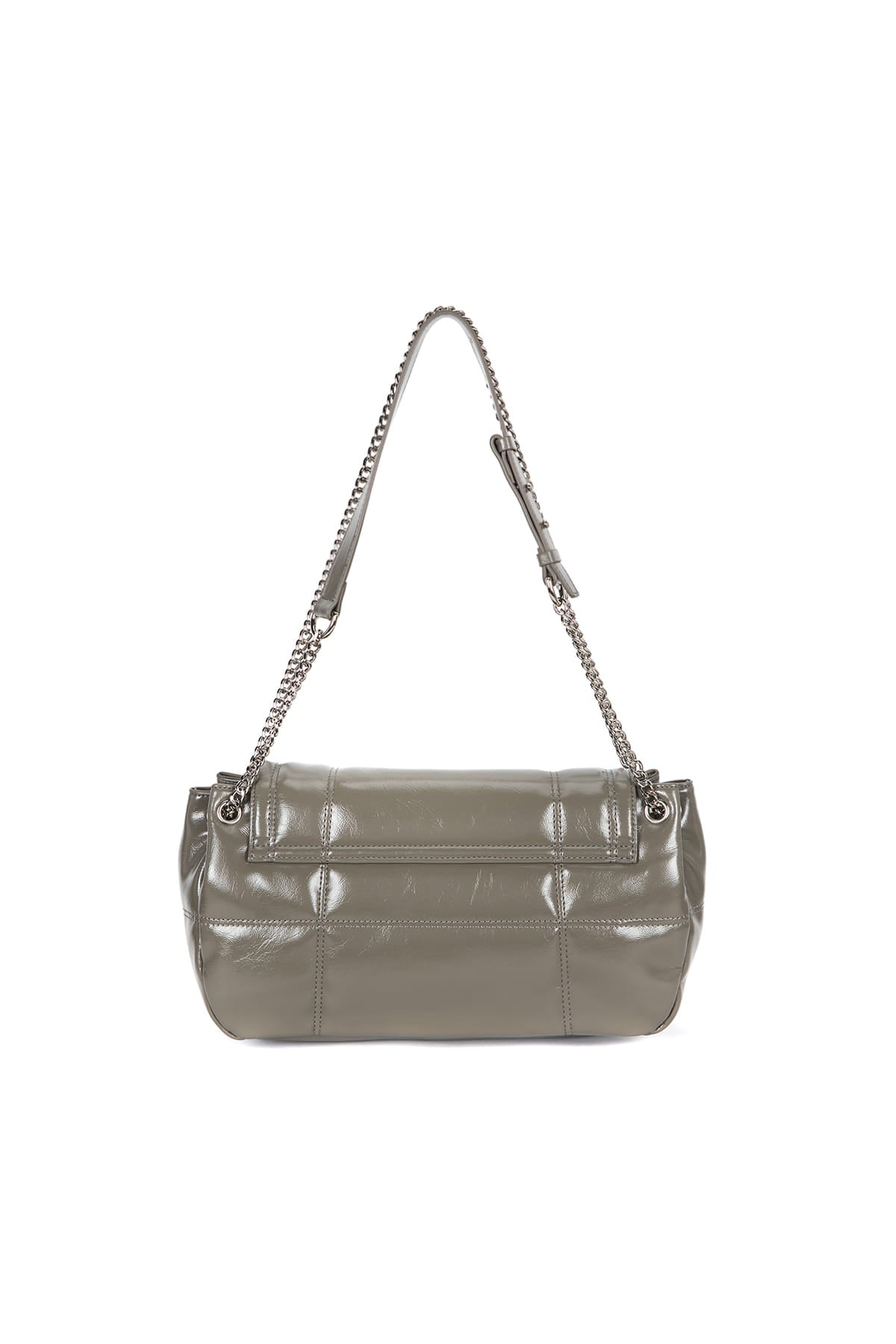 matinkim GLOSSY QUILTING MEDIUM CHAIN BAG IN GREY