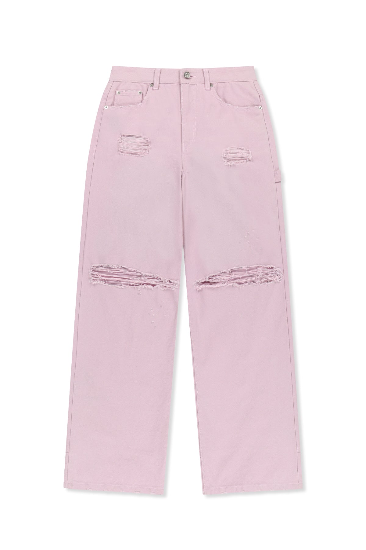 matinkim DESTROYED COLOR DYEING DENIM PANTS IN PINK
