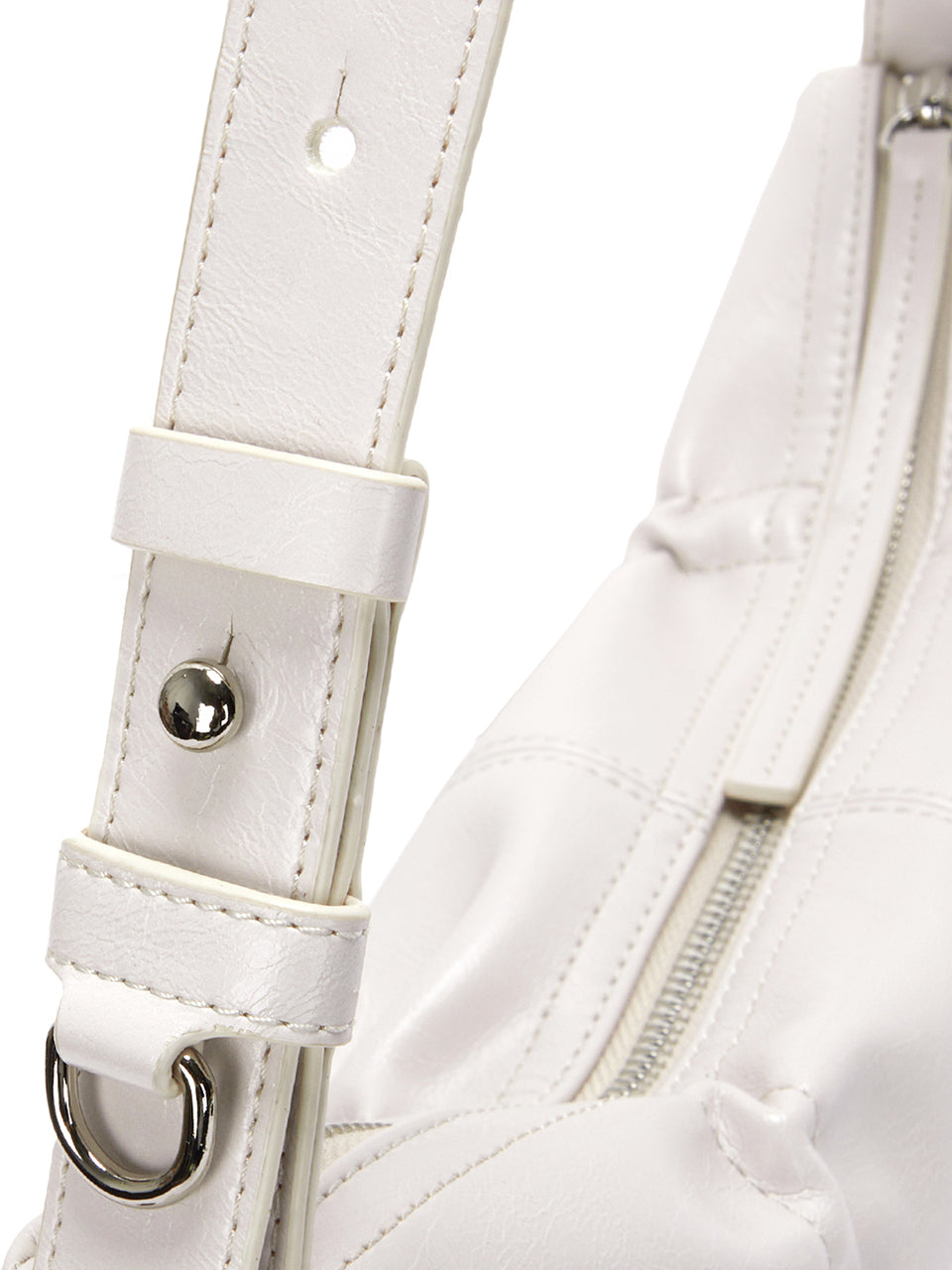 matinkim HALF SHIRRING RIBBON ROUND BAG IN IVORY