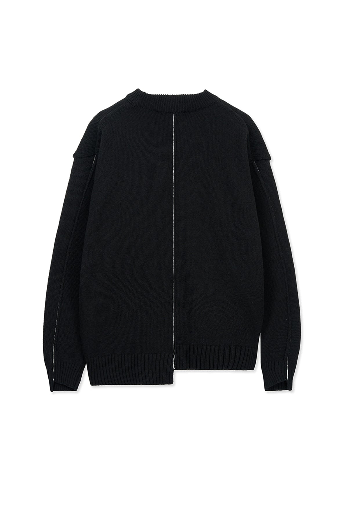 matinkim ASYMMETRIC LOGO KNIT PULLOVER IN BLACK