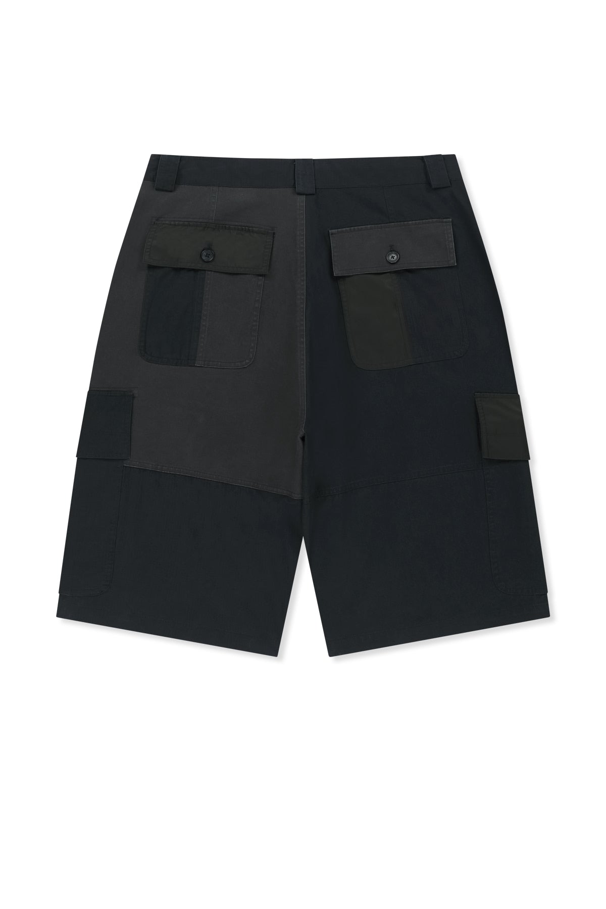 matinkim PATCHWORK CARGO BERMUDA PANTS FOR MEN IN CHARCOAL
