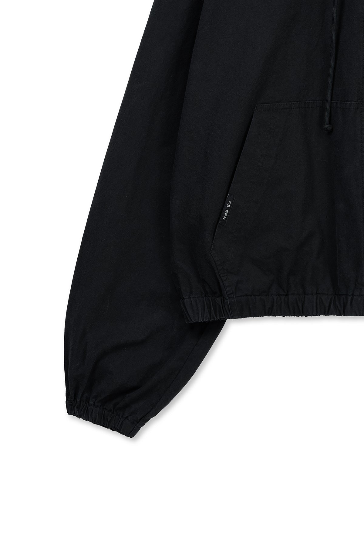 matinkim WASHED COTTON HOODY ZIP UP IN BLACK