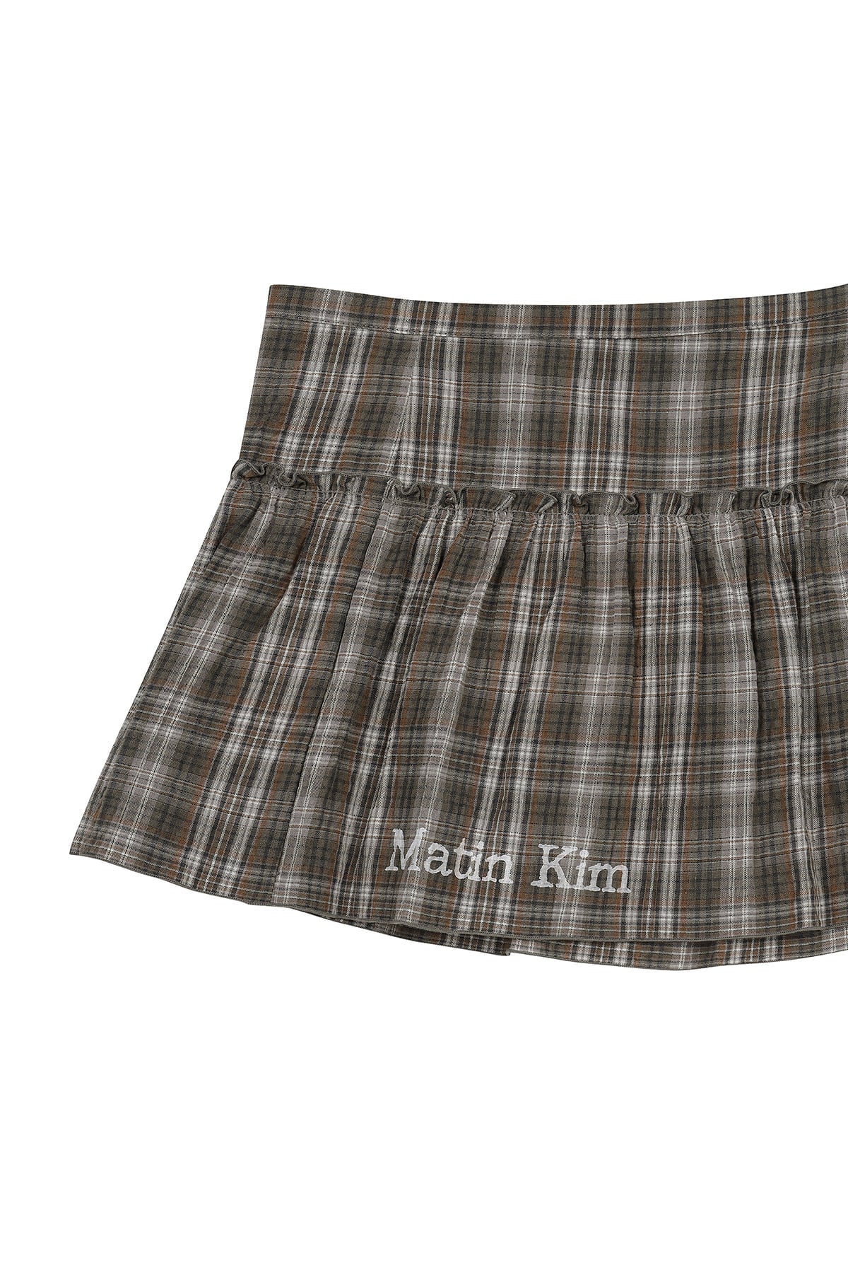 matinkim CHECK LAYERED SKIRT IN GREY
