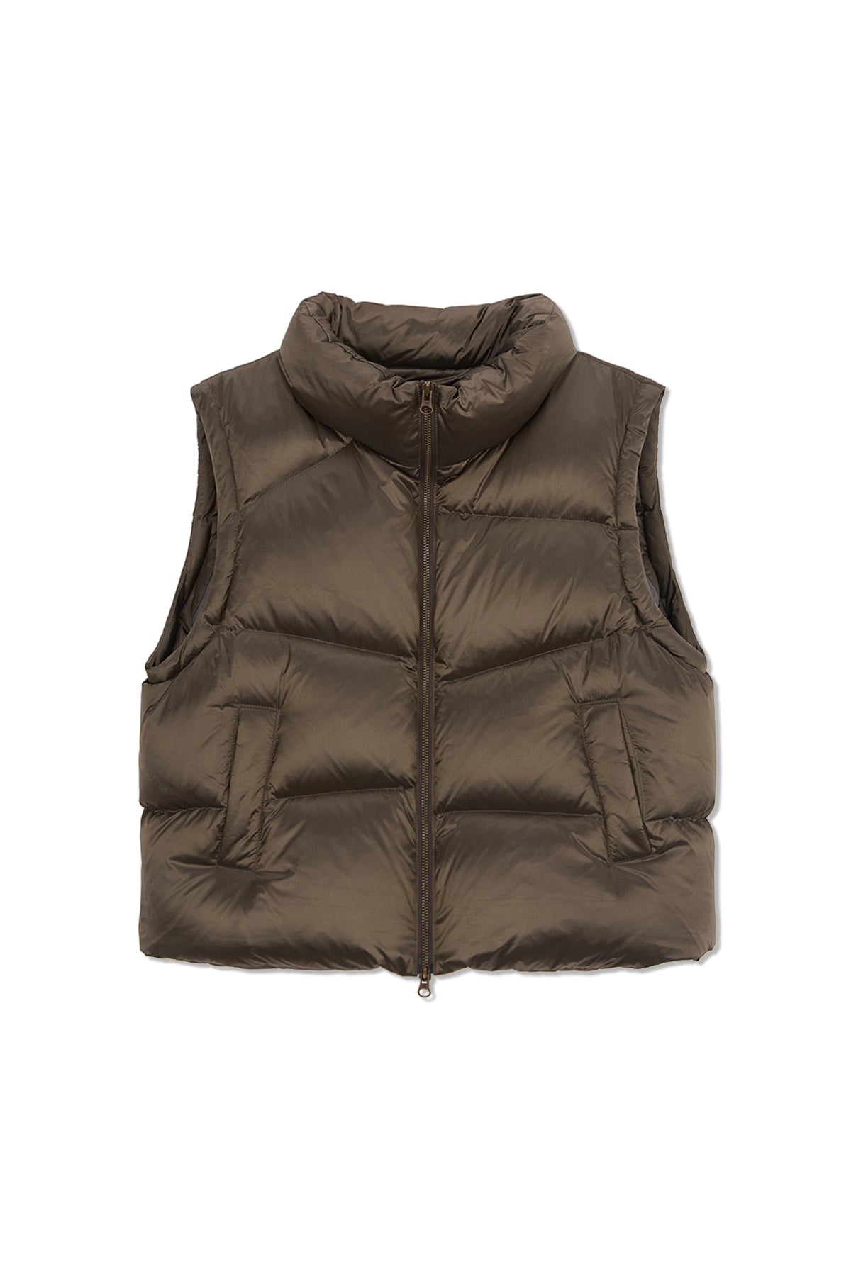 matinkim UNBALANCE QUILTED DOWN VEST FOR WOMEN IN KHAKI BROWN