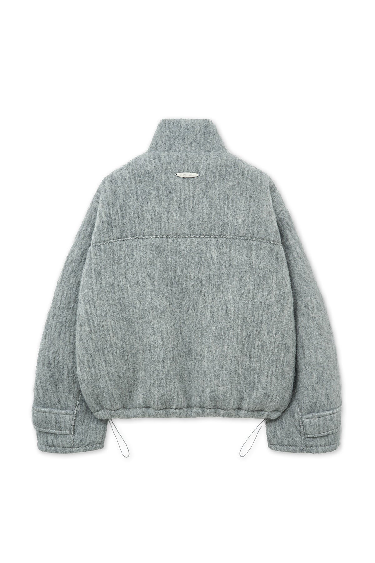 matinkim HAIRY HIGH NECK ZIP UP JUMPER IN LIGHT GREY