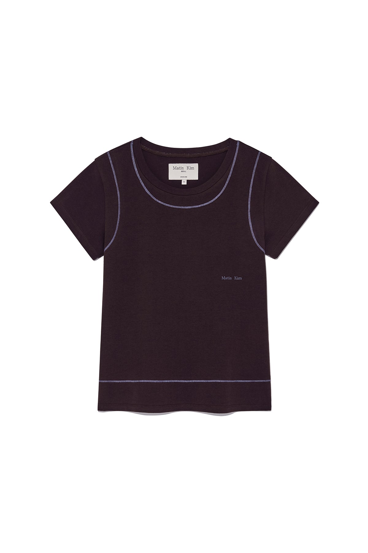 matinkim STITCH POINT SMALL LOGO TOP IN BROWN