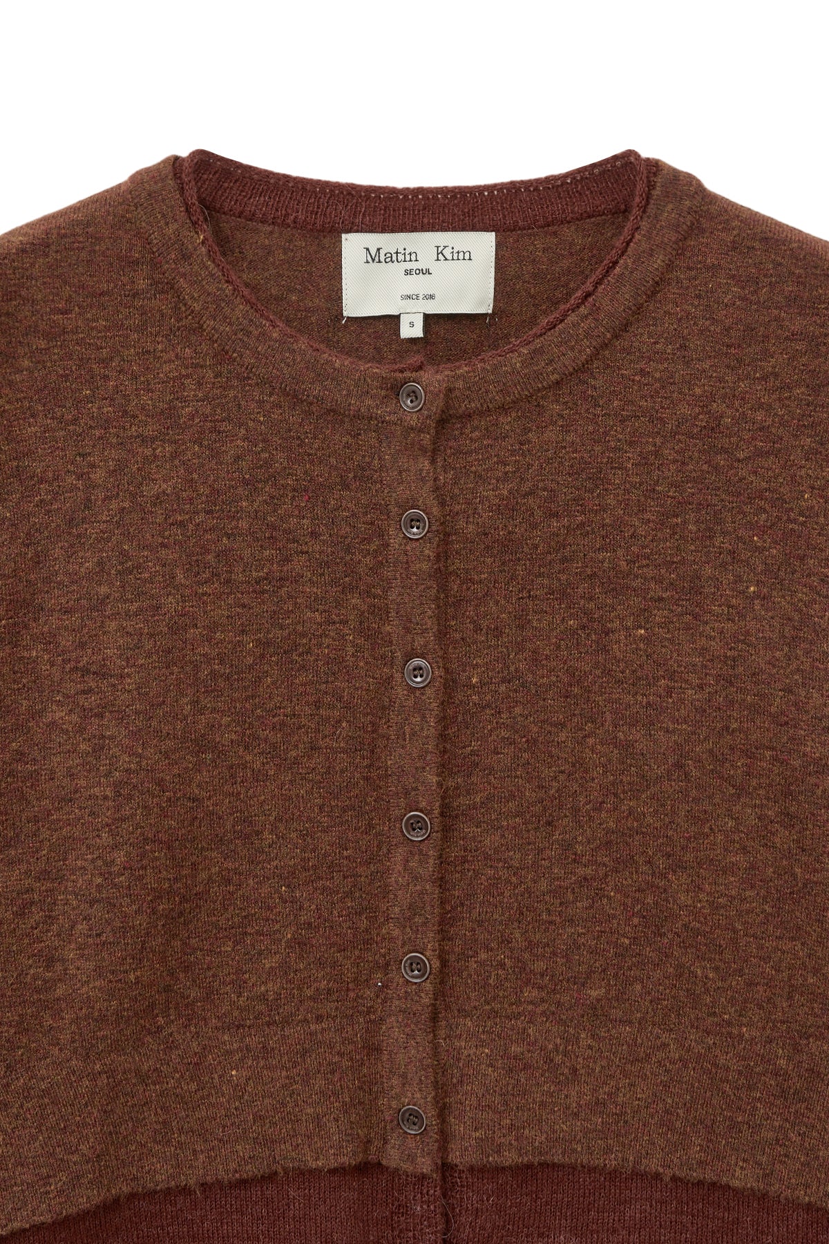 matinkim LAYERED TEXTURE KNIT CARDIGAN IN BROWN