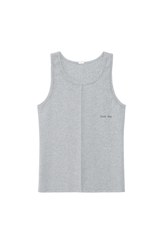 matinkim SMALL LOGO PINTUCK SLEEVELESS TOP FOR MEN IN GREY
