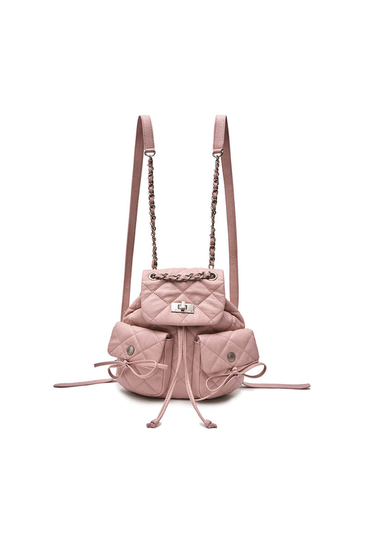 matinkim DOUBLE POCKET QUILTING MINI BACKPACK IN PINK