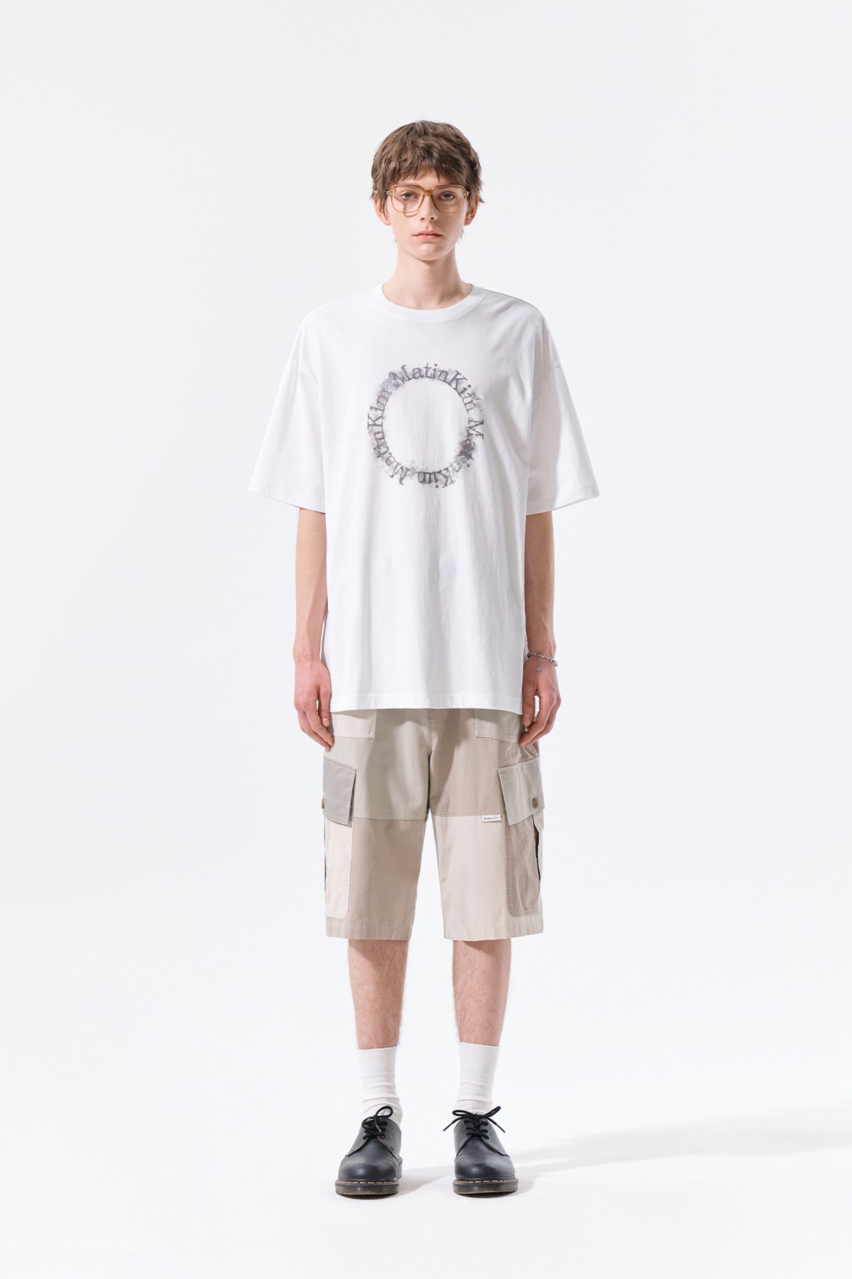 matinkim PATCHWORK CARGO BERMUDA PANTS FOR MEN IN BEIGE