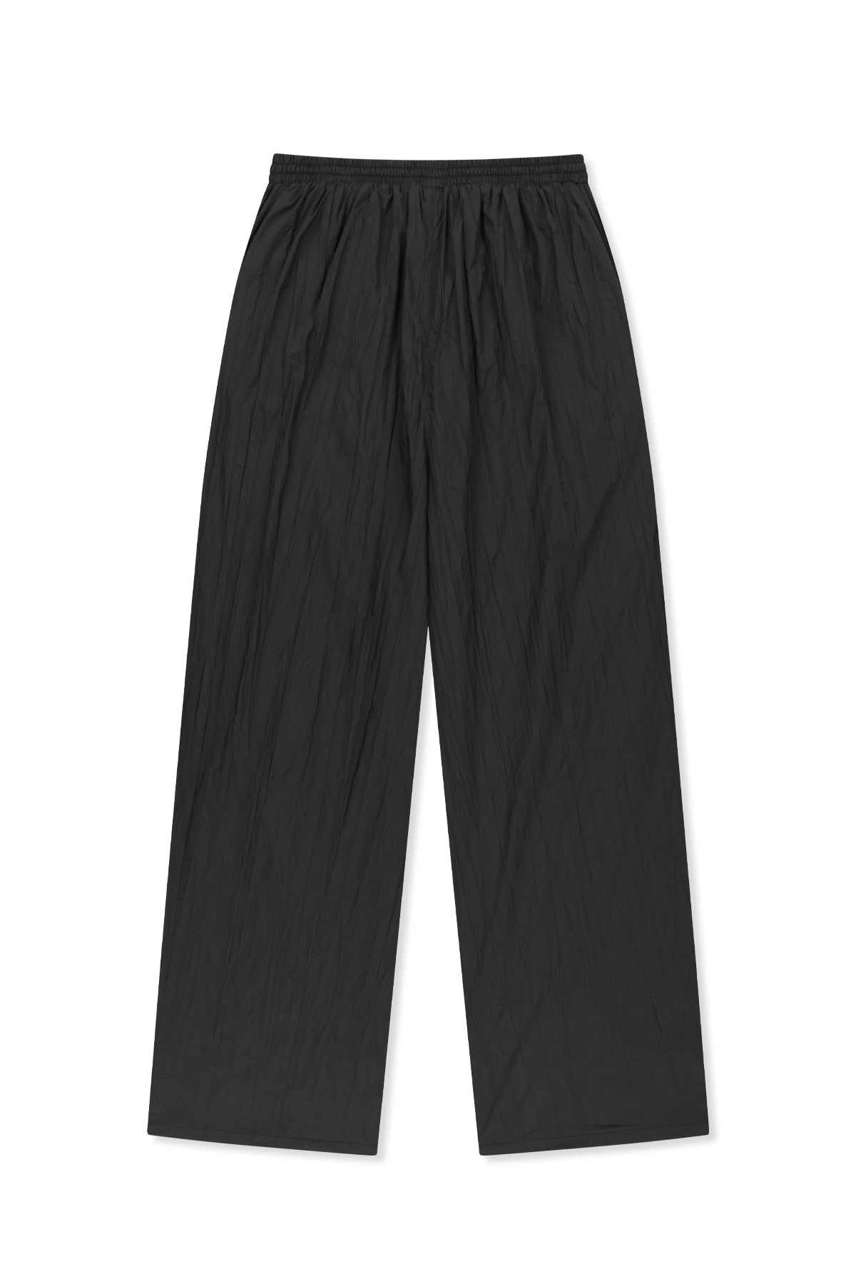 matinkim NYLON CRINKLE WIDE PANTS IN BLACK