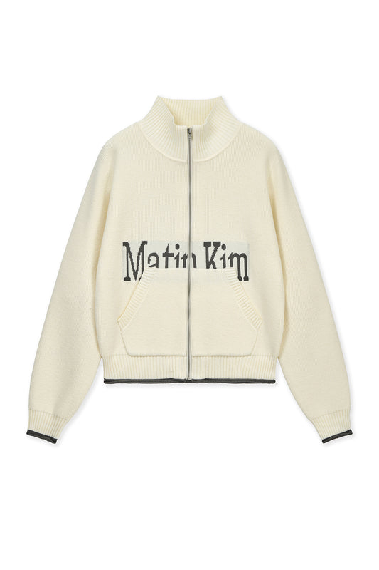 matinkim MATIN SPELL POINT KNIT ZIP UP IN IVORY