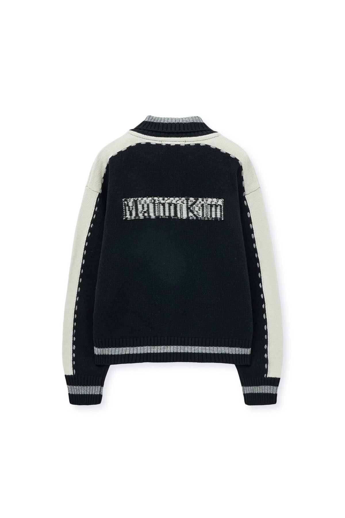 matinkim MATIN KIM INITIAL KNIT ZIP UP FOR WOMEN IN BLACK