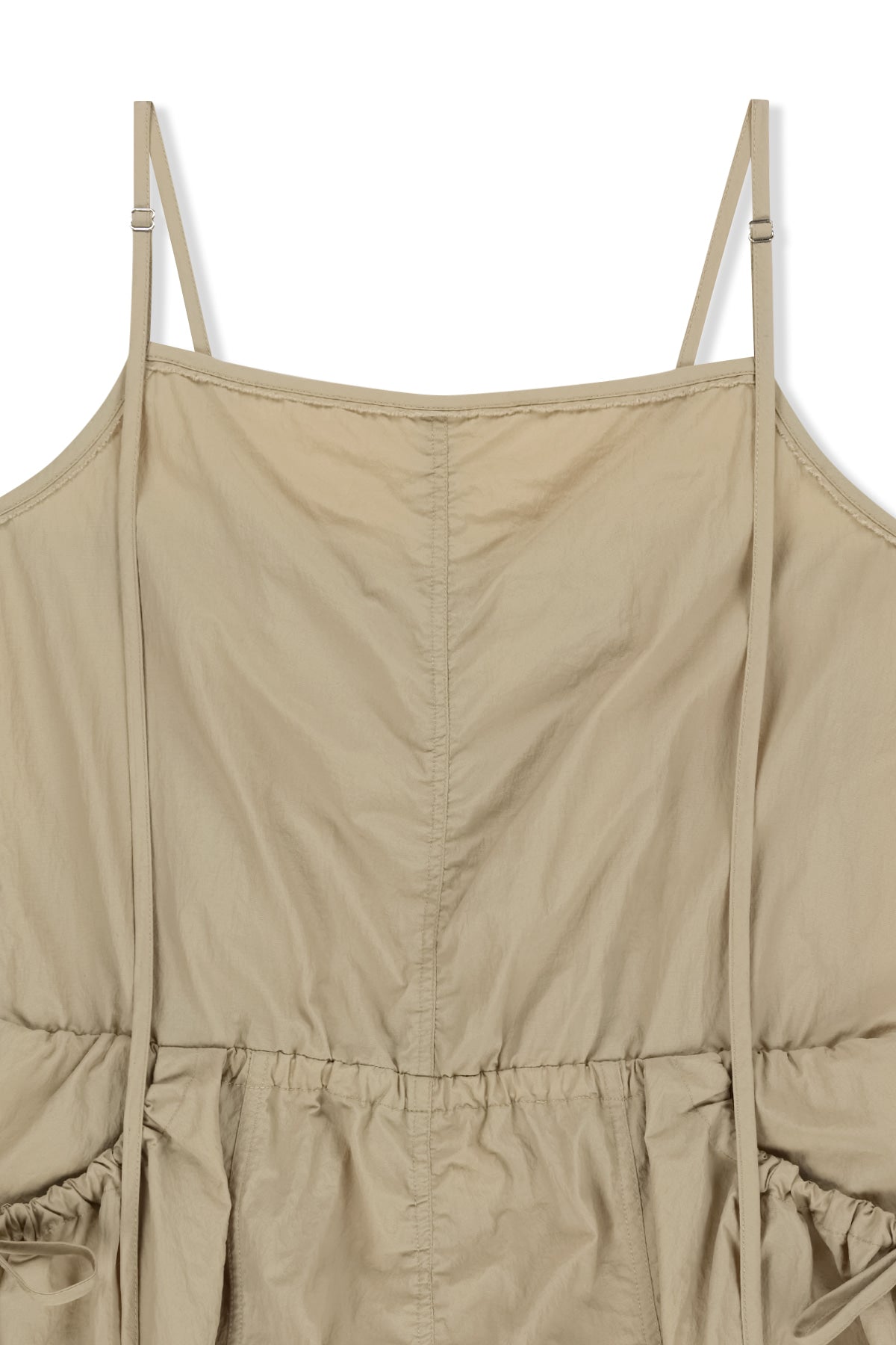 matinkim STRAP DETAIL SLEEVELESS UTILITY DRESS IN BEIGE