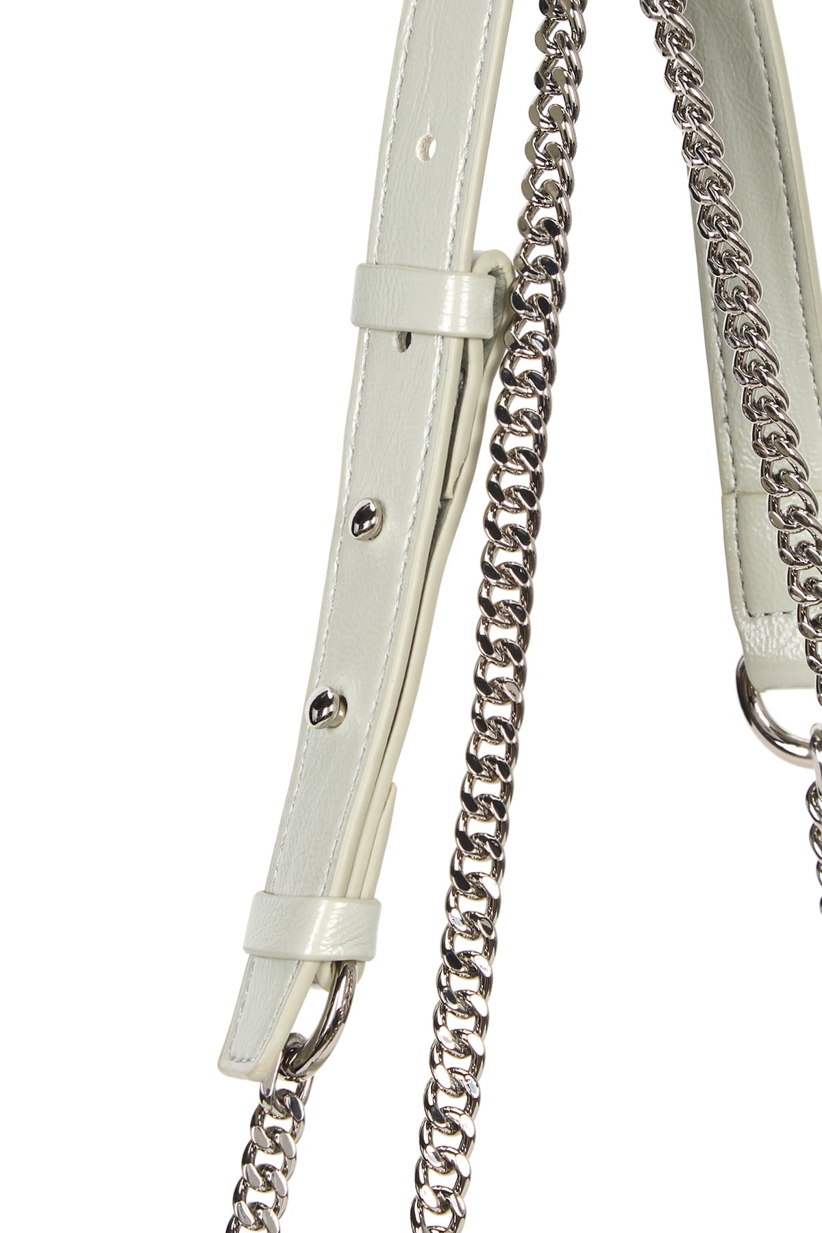matinkim GLOSSY QUILTING SMALL CHAIN BAG IN LIGHT GREY