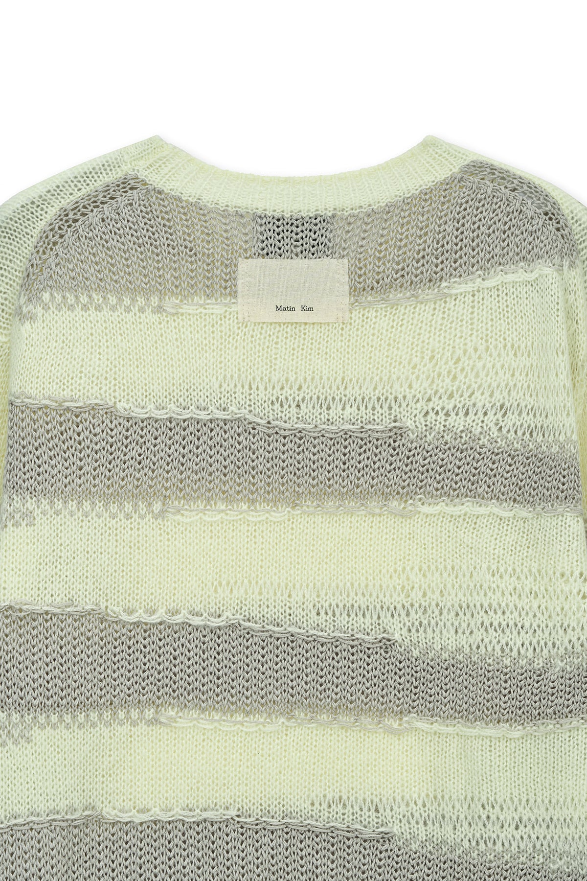 matinkim TEXTURE BLOCK STRIPE KNIT PULLOVER IN LIGHT YELLOW