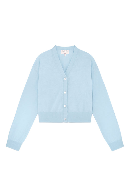 matinkim BACK LOGO SEE THROUGH CARDIGAN FOR WOMEN IN SKY