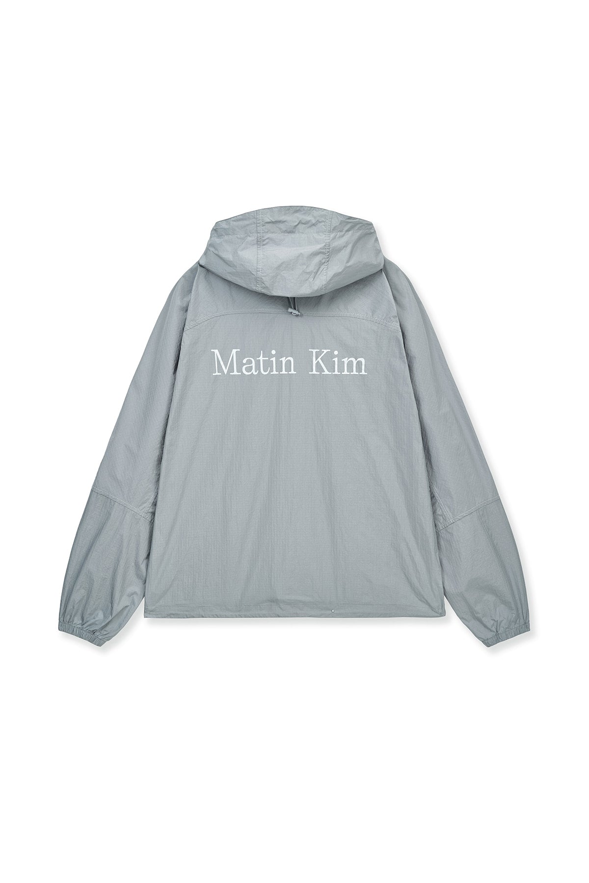 matinkim BACK LOGO HOODY WIND BREAKER IN LIGHT GREY