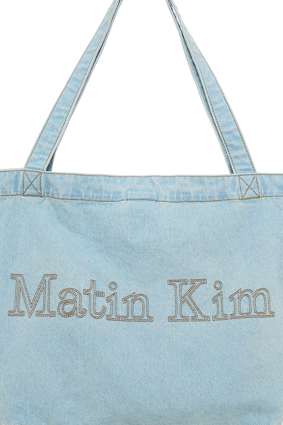 matinkim MATIN STITCH DENIM SHOULDER BAG IN SKY