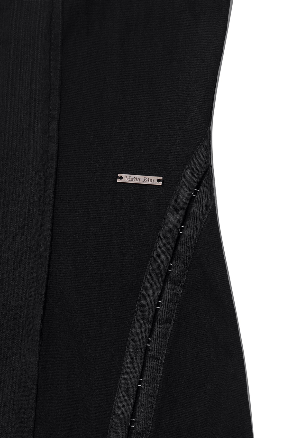 matinkim HOOK AND EYE LAYERED LONG DRESS IN BLACK