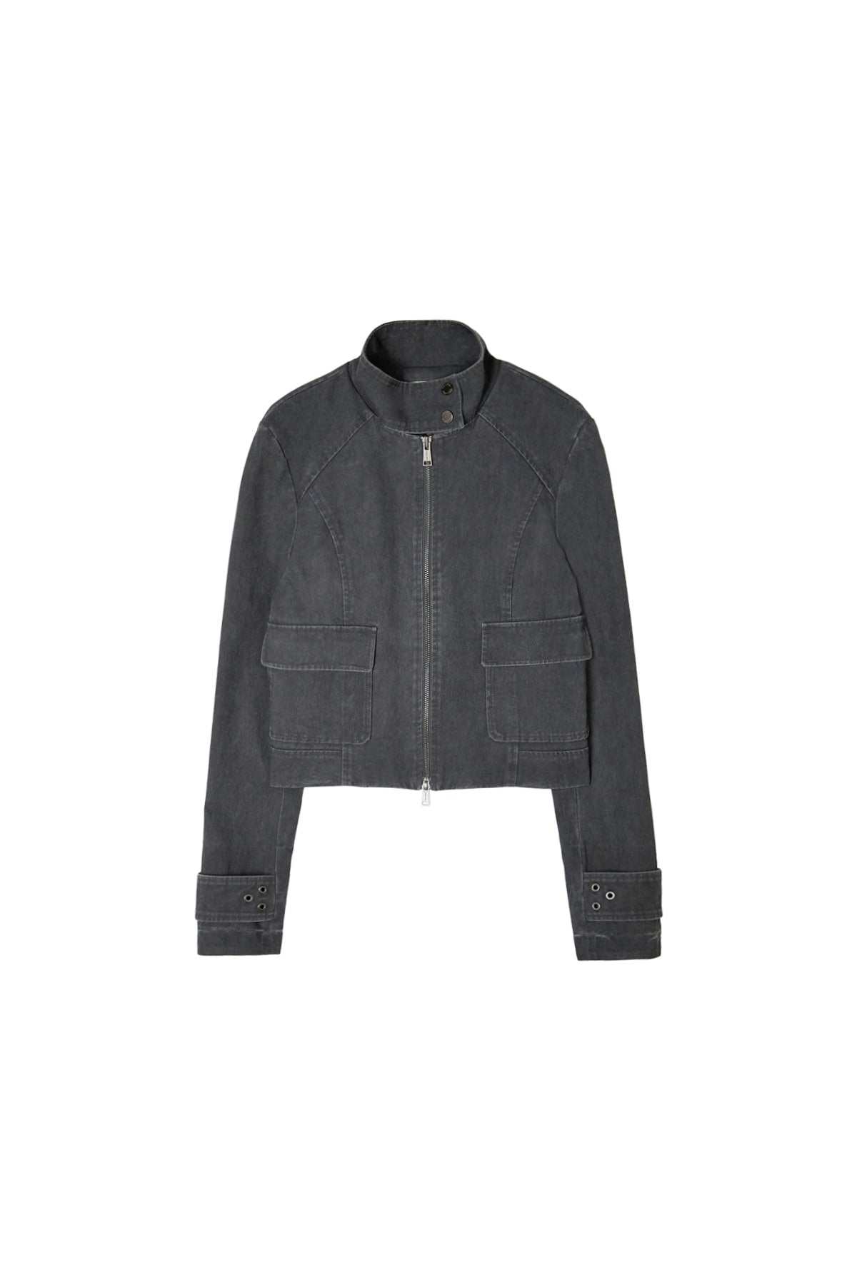 matinkim WASHED SLIM BIKER JUMPER IN CHARCOAL
