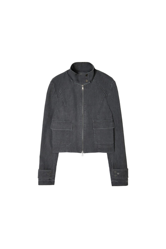 matinkim WASHED SLIM BIKER JUMPER IN CHARCOAL