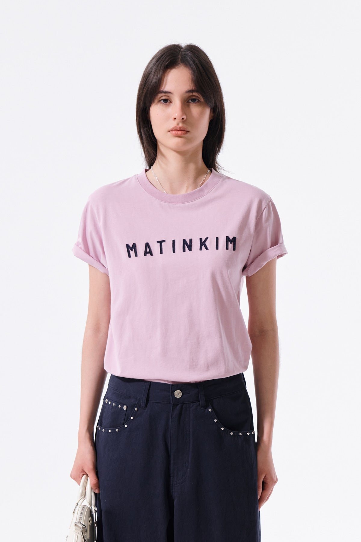 matinkim APPLIQUE FELT LOGO TOP IN PINK