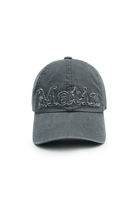 matinkim ROUGH CUT APPLIQUE BALL CAP IN GREY