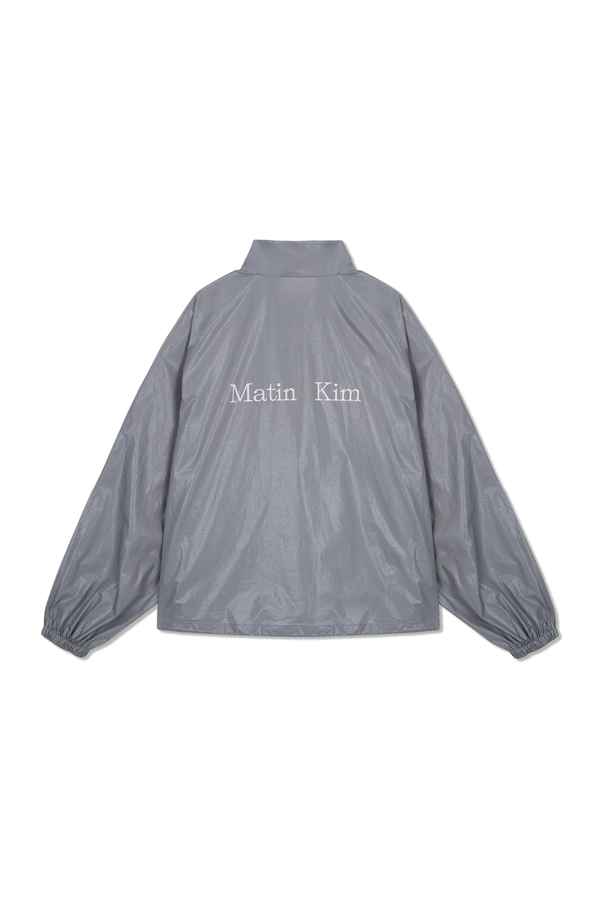 matinkim MATIN KIM LOGO COATING JUMPER IN DARK GREY