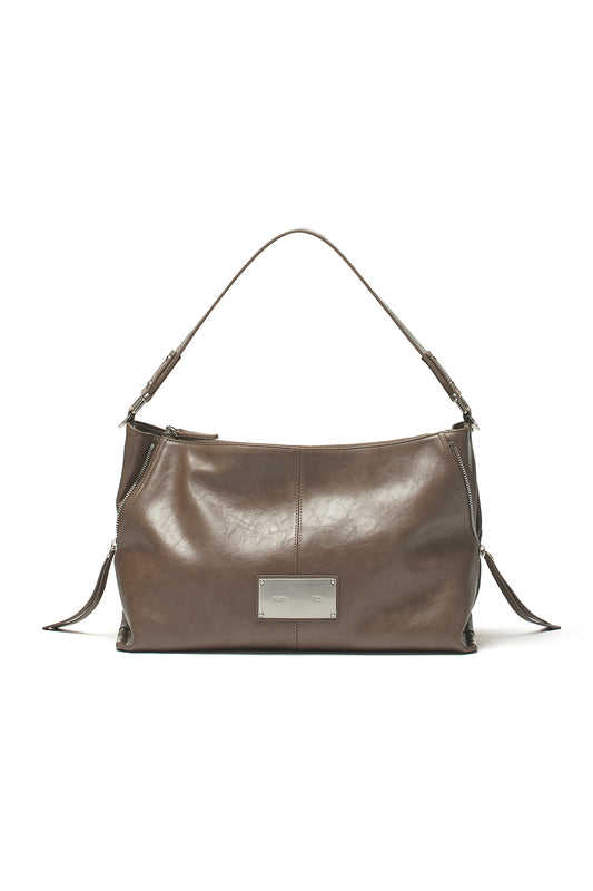 matinkim SIDE ZIPPER SHOULDER BAG IN DARK BROWN