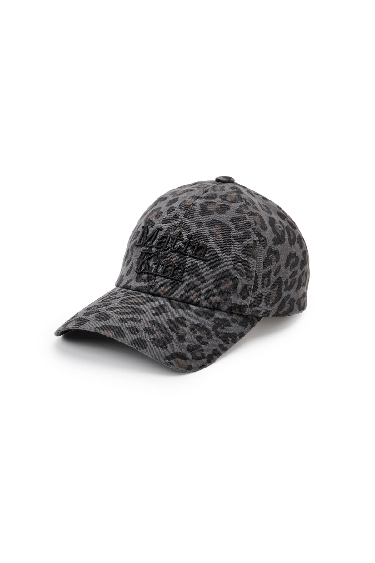 matinkim MATIN LEOPARD VOLUME LOGO BALL CAP IN DARK GREY