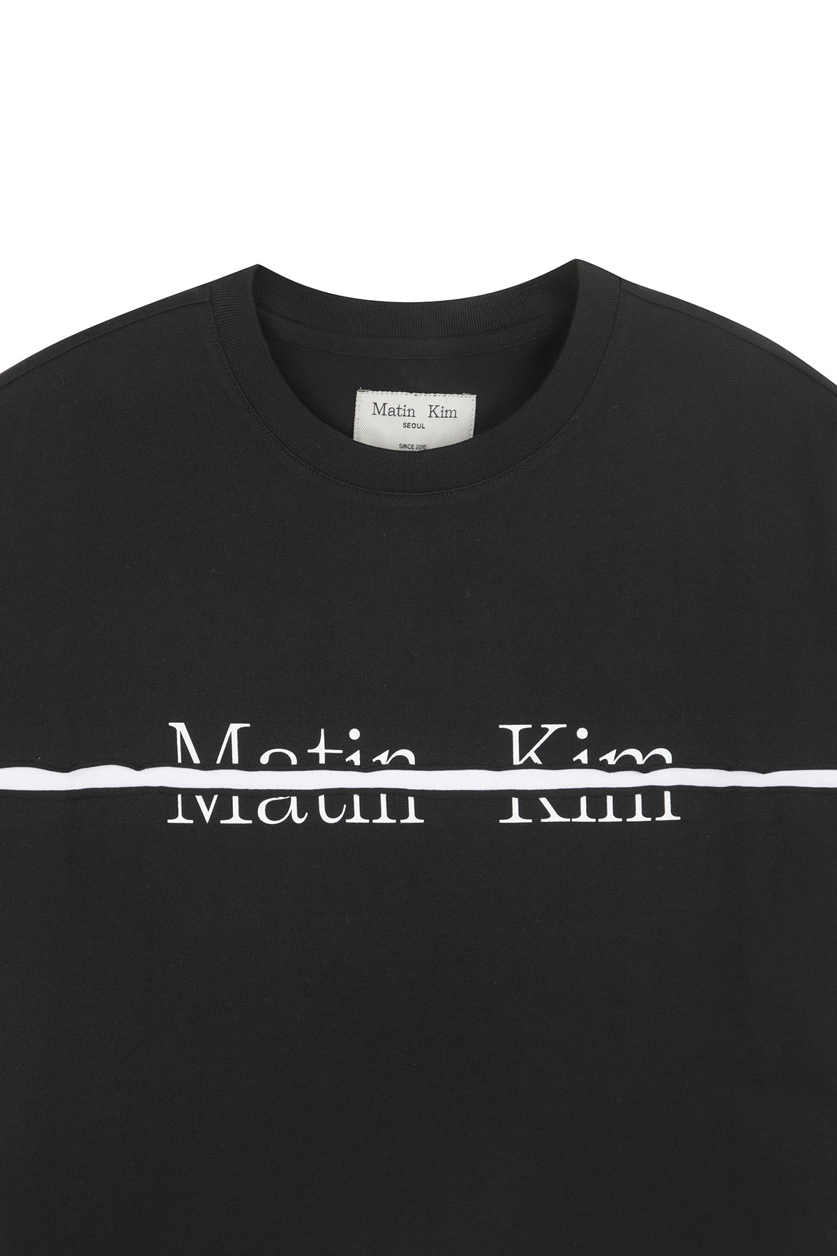 matinkim MATIN KIM LOGO CUTTED LAYERED TOP IN BLACK
