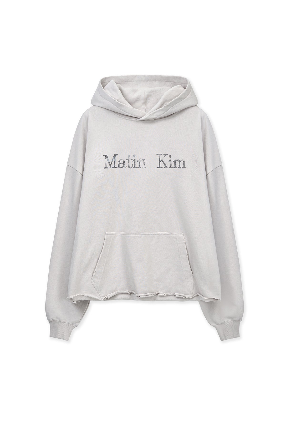 matinkim RAW EDGE HEM SWEAT HOODY IN LIGHT BEIGE