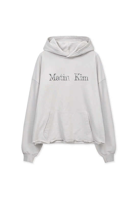 matinkim RAW EDGE HEM SWEAT HOODY IN LIGHT BEIGE