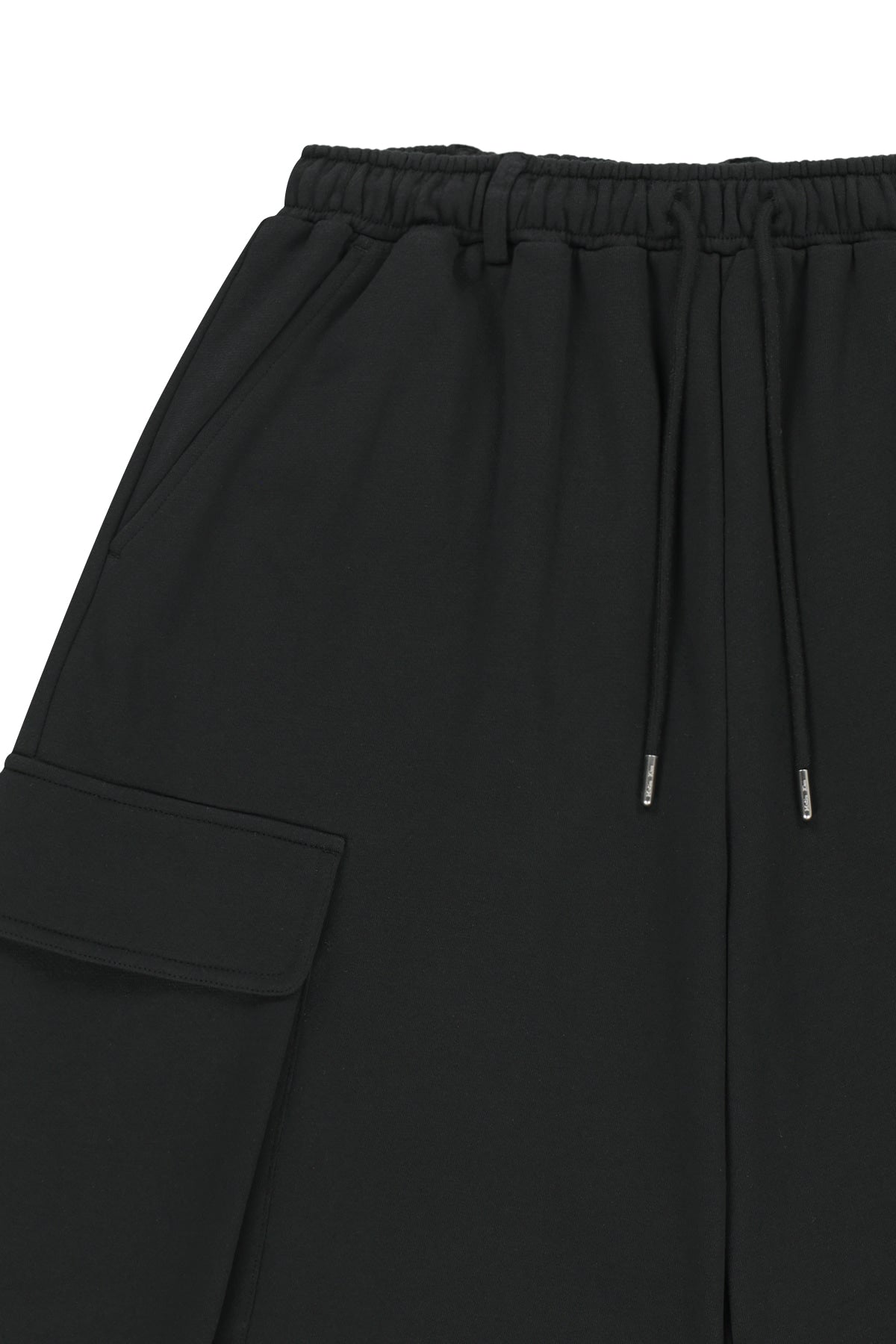 matinkim TERRY UTILITY POCKET BERMUDA PANTS IN BLACK