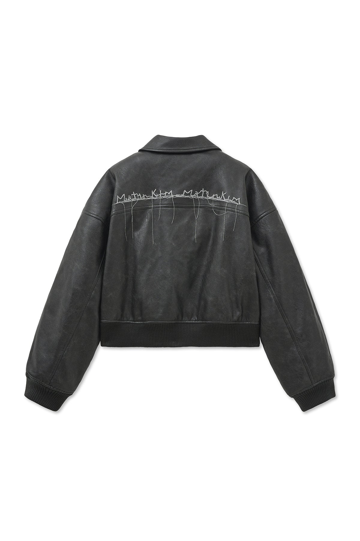 matinkim FAUX LEATHER OUT POCKET JUMPER IN CHARCOAL