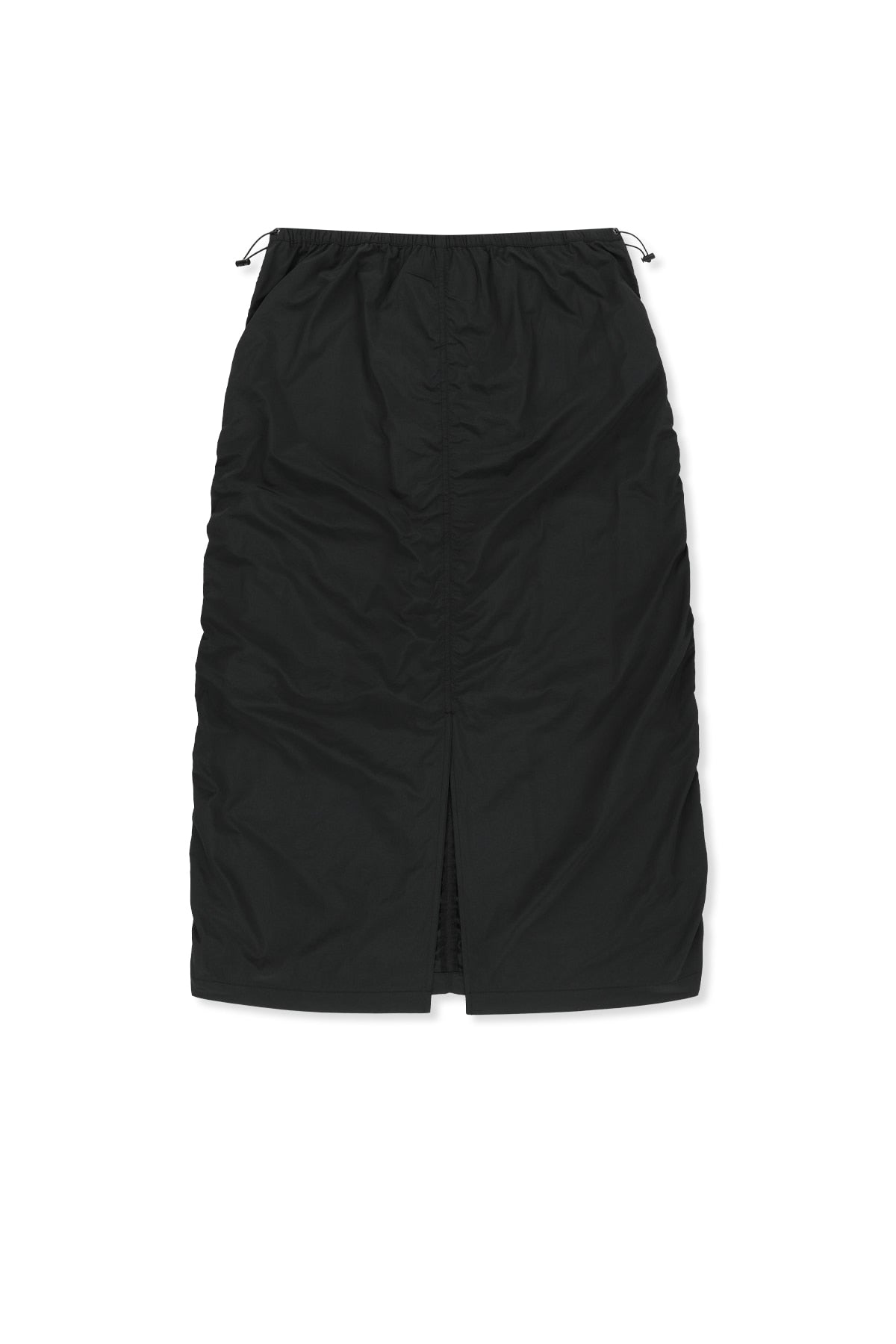 matinkim PATCH POCKET SHIRRING NYLON SKIRT IN BLACK