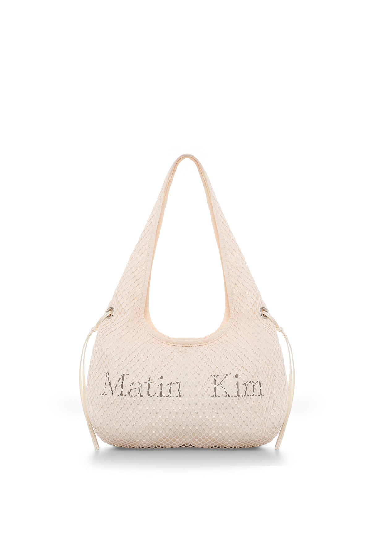matinkim SIDE STRAP MESH MINI TOTE BAG IN IVORY