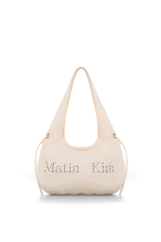 matinkim SIDE STRAP MESH MINI TOTE BAG IN IVORY
