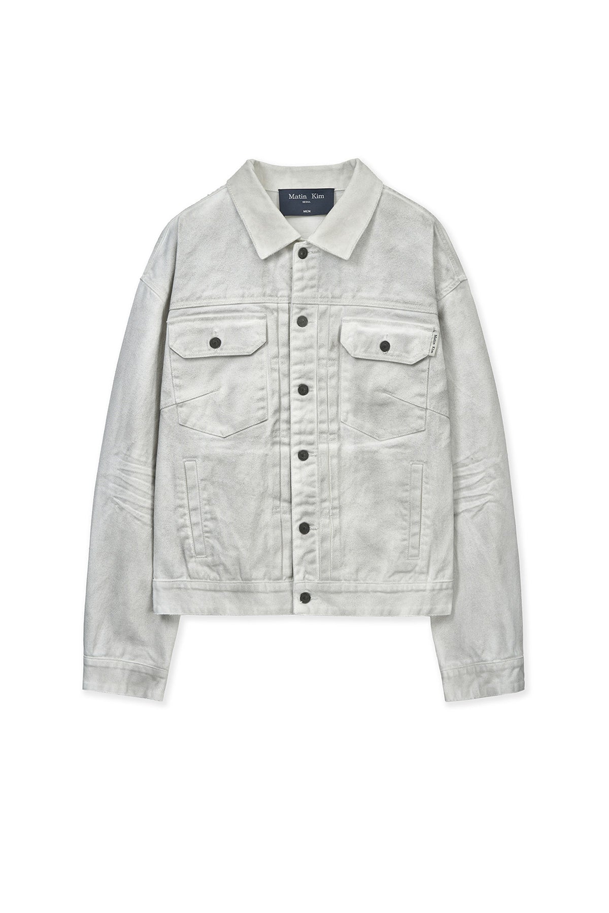 matinkim VINTAGE WASHED DENIM TRUCKER FOR MEN IN WHITE