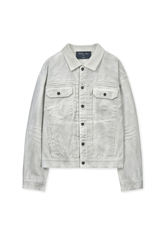 matinkim VINTAGE WASHED DENIM TRUCKER FOR MEN IN WHITE