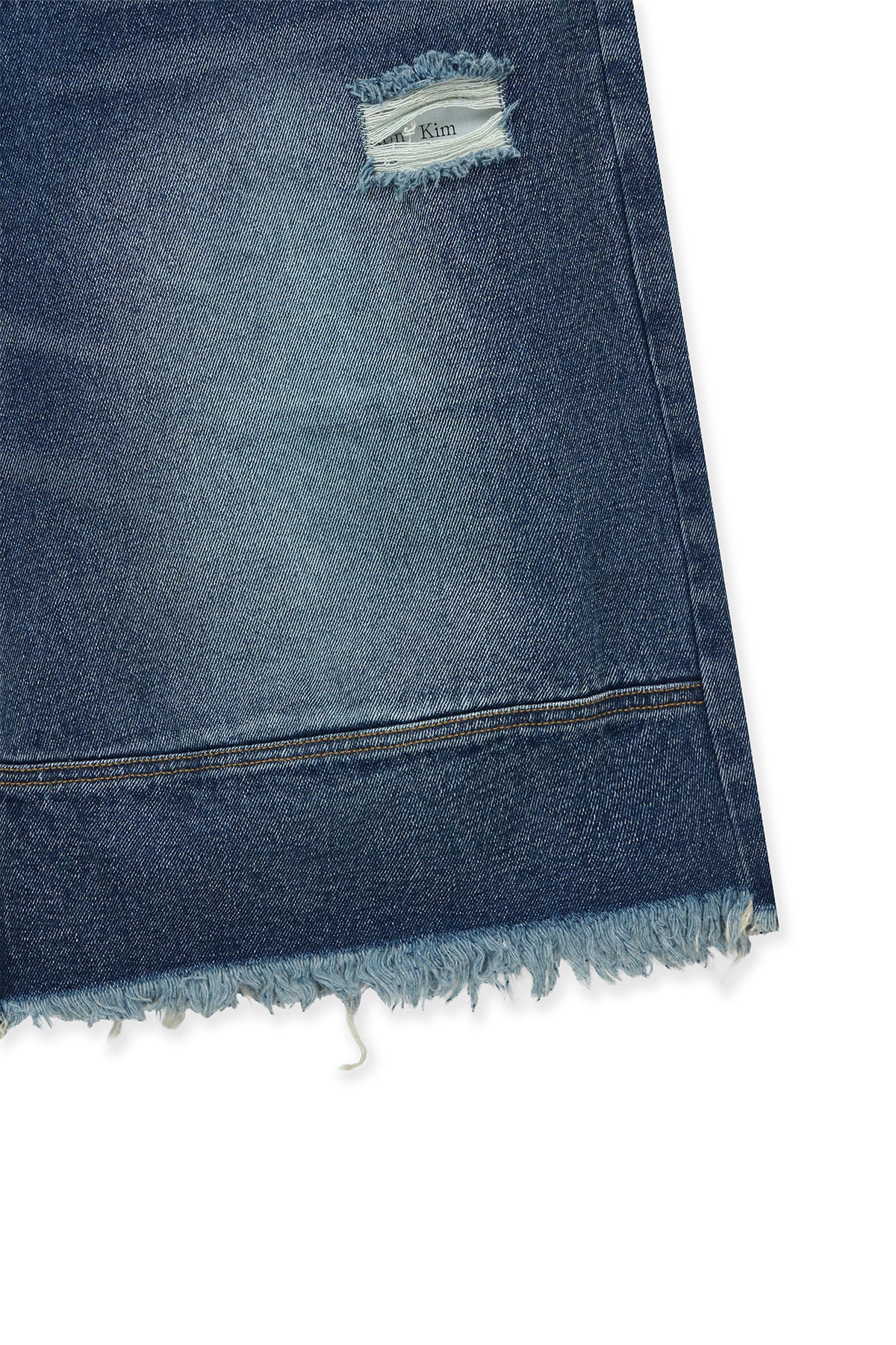 matinkim DESTROYED BERMUDA DENIM PANTS FOR MEN IN NAVY