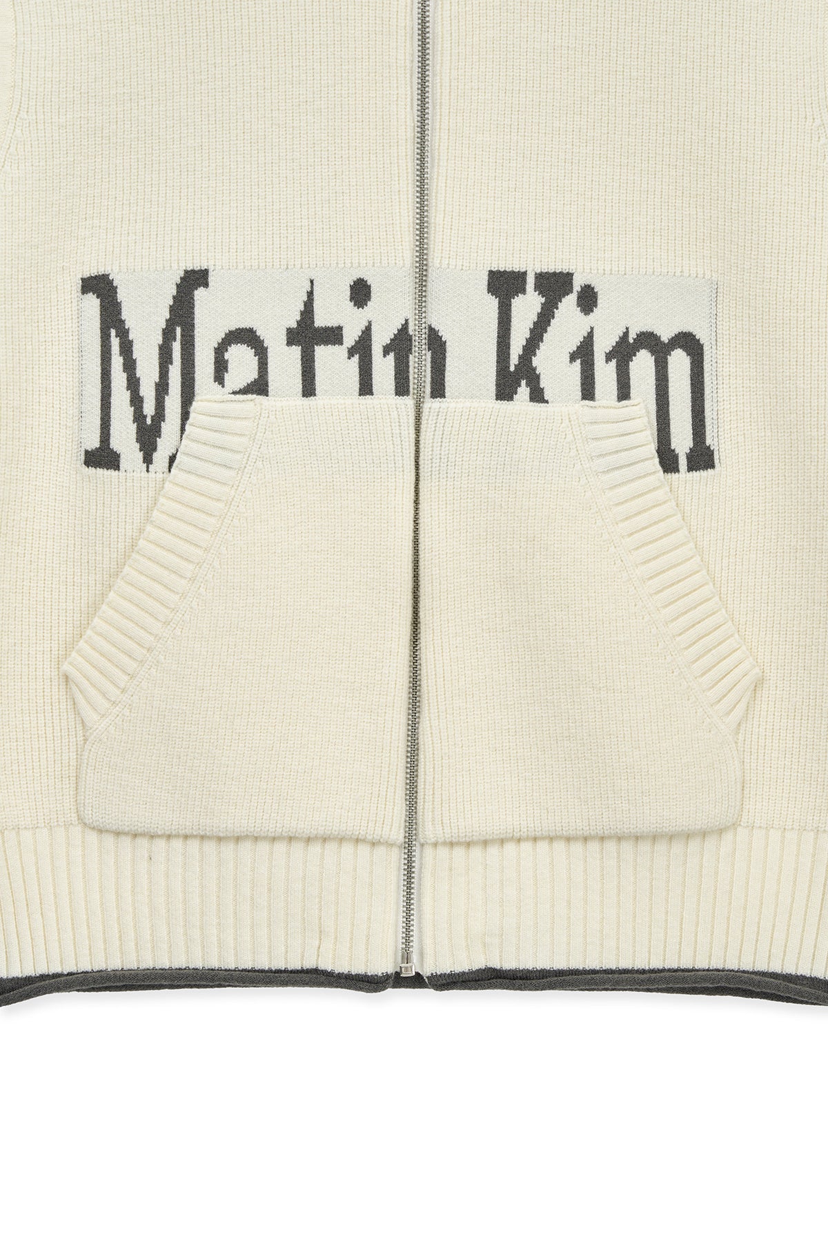 matinkim MATIN SPELL POINT KNIT ZIP UP VEST IN IVORY