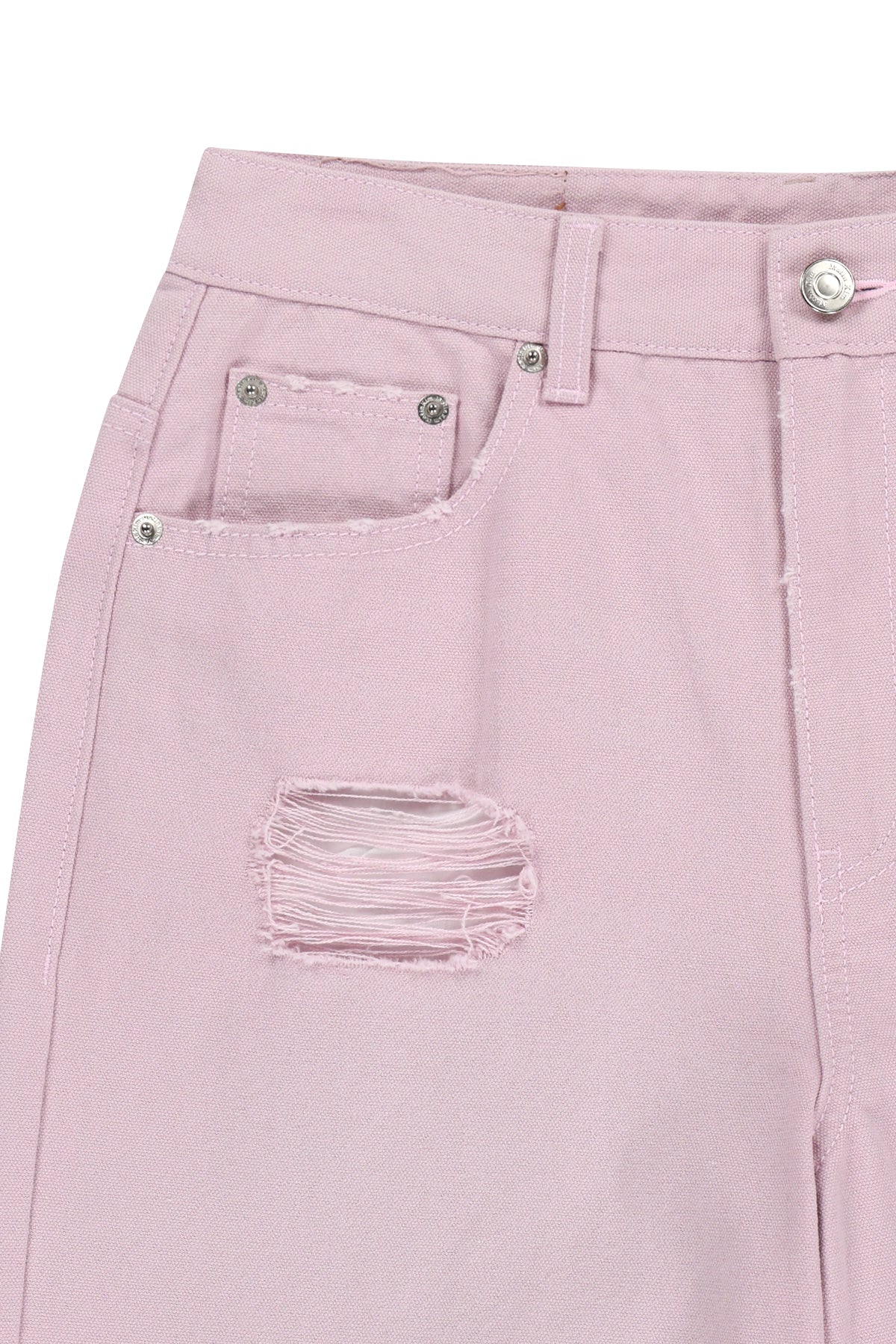matinkim DESTROYED COLOR DYEING DENIM PANTS IN PINK