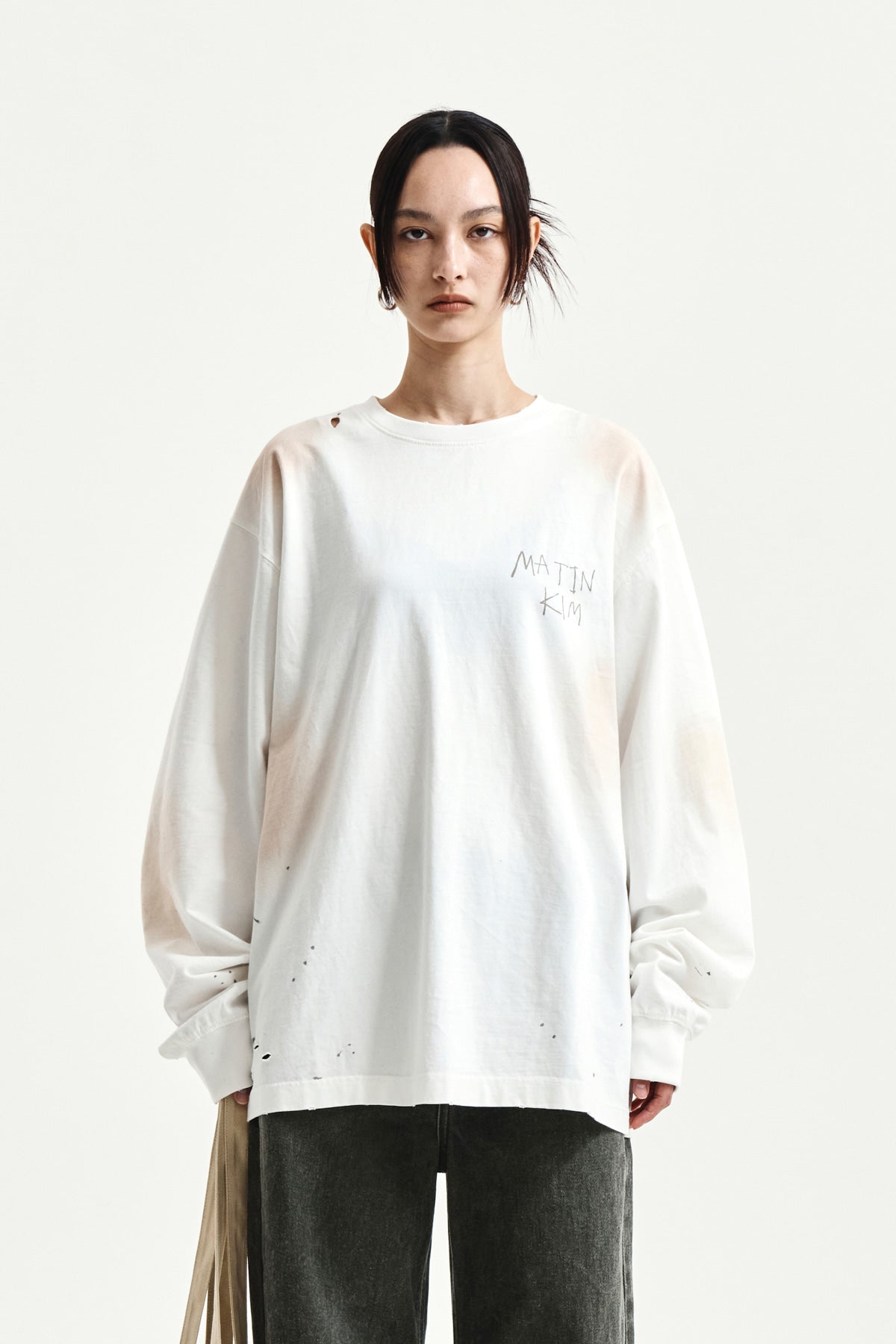 matinkim VINTAGE WASHED LOGO TOP IN IVORY